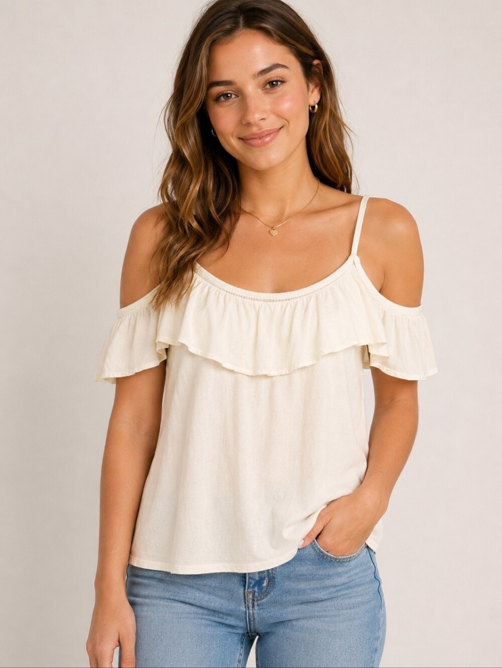 ❤️ LILLY PULITZER PIMA COTTON COLD SHOULDER RUFFLE TOP, XS